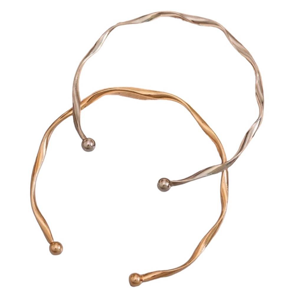 2 Piece Gold and Silver Bangle Bracelet Set